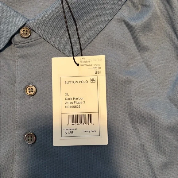 Theory Men's Slate Polo Shirt NWT - Picture 3 of 3